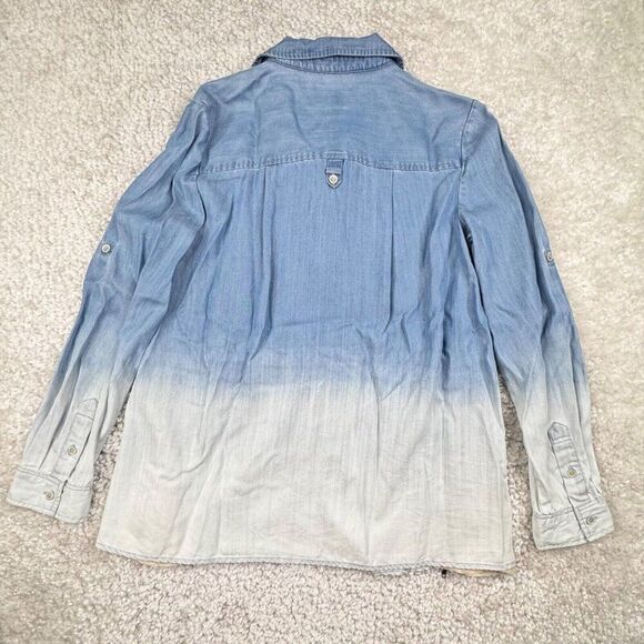 Anthropologie Holding Horses Blue Ombre Dip Dye Chambrey LS Button Up Shirt - Picture 10 of 12